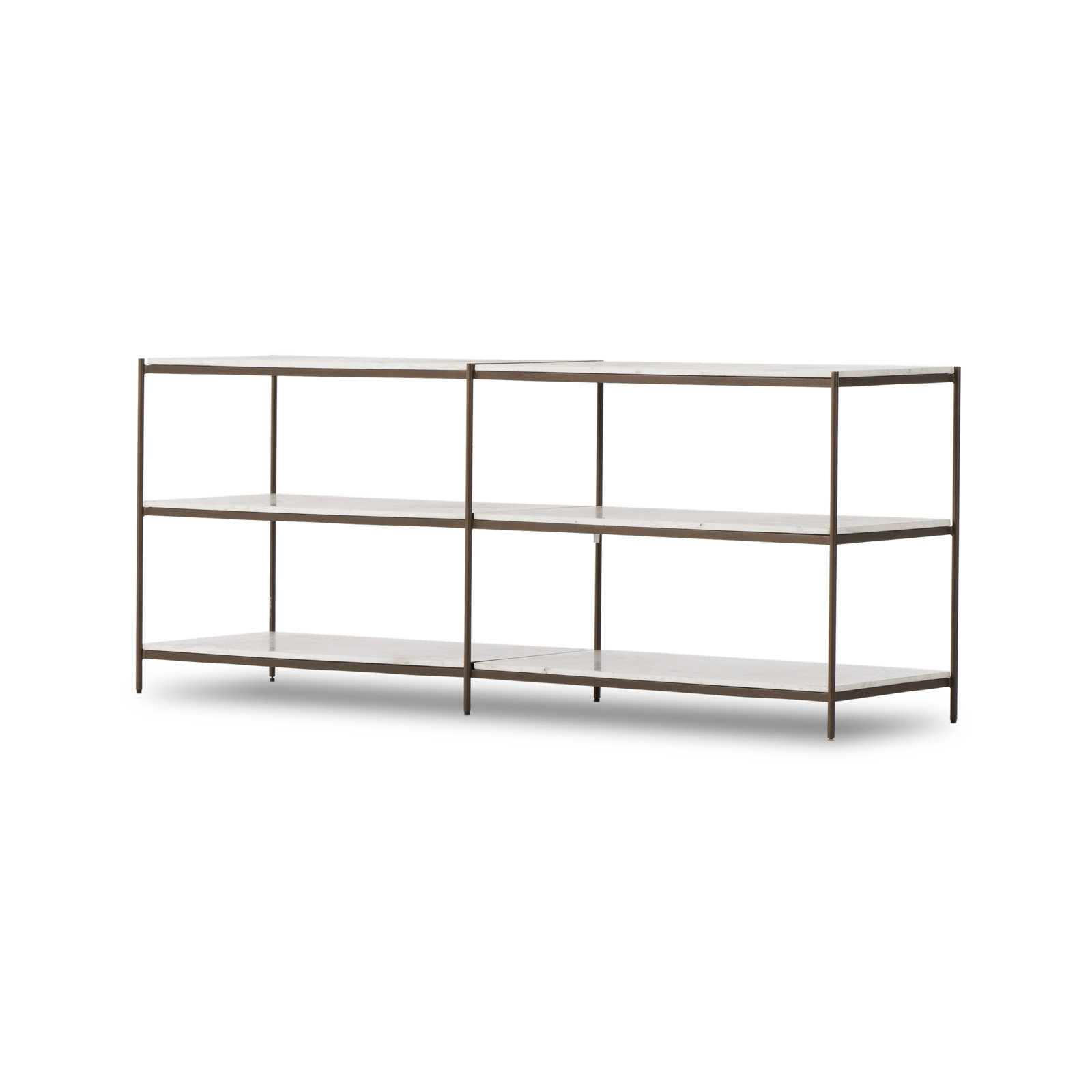 78" Console Table, Polished White Marble