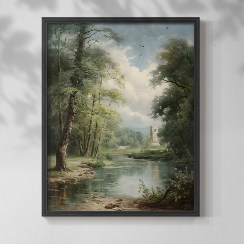 «Vintage Landscape CXCV III» sur papier, Noir, H 10 po x l 8 po