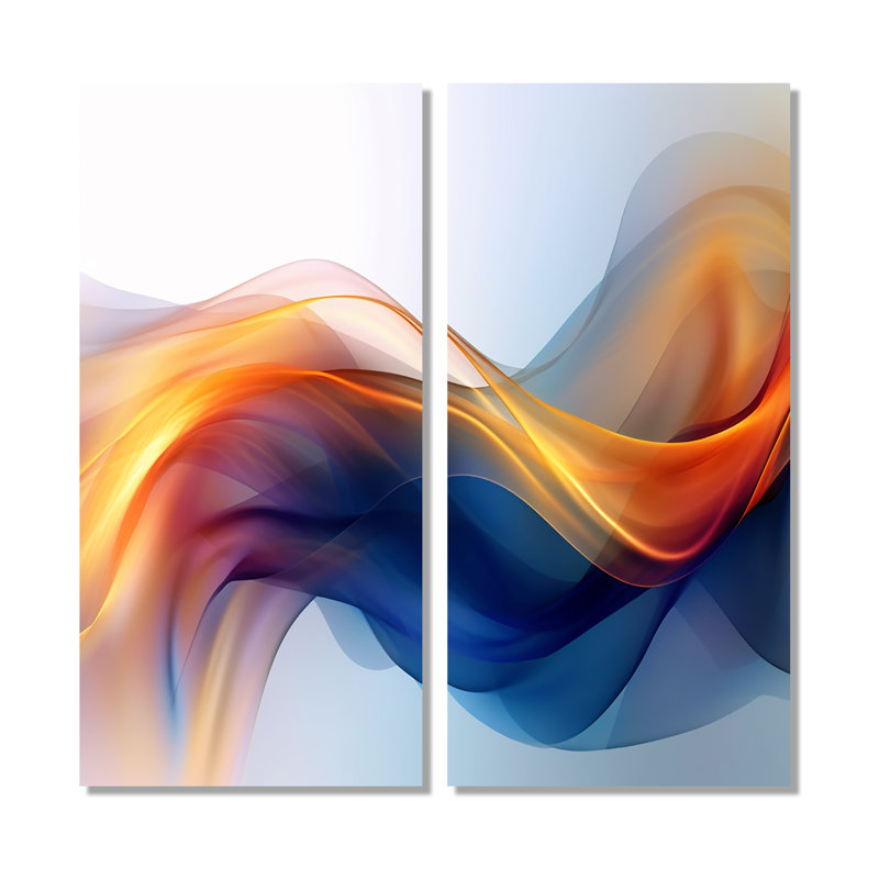 Impression sur toile orange, fractale fractale orange et bleu, 40" H x 40" W, Wrapped Canvas, Does Not Apply