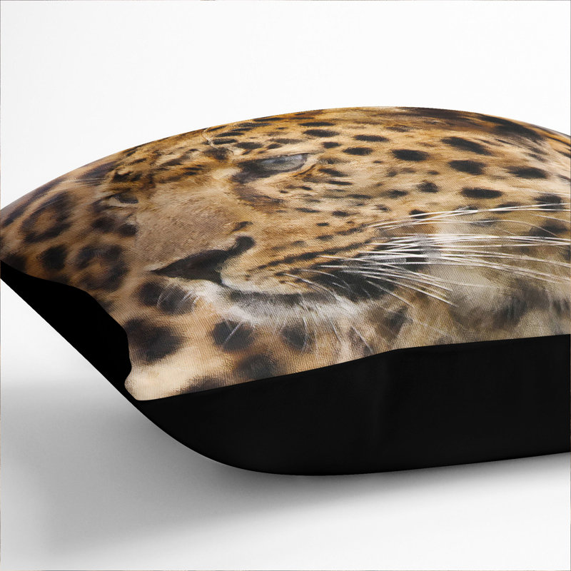 Leopard Vol.1 Square Throw Cushion, Black, 40cm H x 40cm W x 15cm D