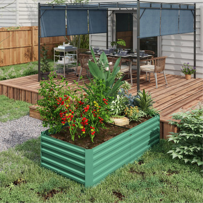 Lit de jardin surélevé galvanisé 6 pi x 3 pi 2 po, pot de fleurs en métal durable pour légumes, fleurs, herbes, pot agronomique stable de 2 pi