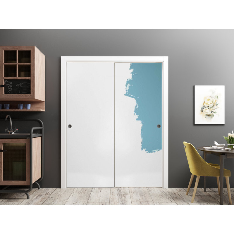 Portes à panneaux coulissantes en bois lambrissé Planum, 72 po x 84 po, Avec une couche d'apprêt