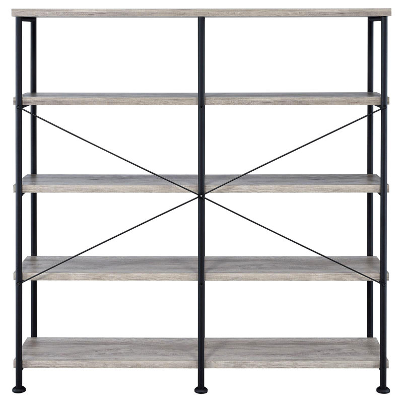 Double-Wide Bookcase, Grey Driftwood/Black