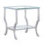 Square End Table, Glass Finish, And Aesthetic Design, Tables Elegant Surface, Shelving Units