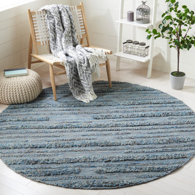 Tapis gris / bleu tissé à plat à la main Hartzler