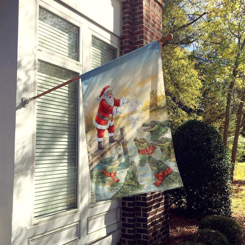 Cajun père Noël nourrissant le drapeau de la maison de Noël des Gators, House Size, Cajun Santa Feeding the Gators