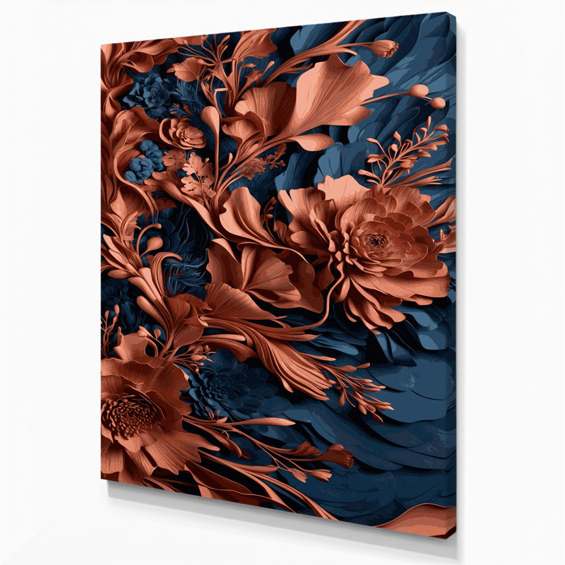 «Abstract Florals 49», art mural sur toile mauve, H 14 po x l 11 po