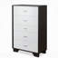 Commode 5 tiroirs blanche et espresso