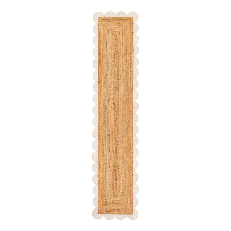 Scallop Braided Jute Hand-Braided Area Rug, Runner 2'7" x 12'