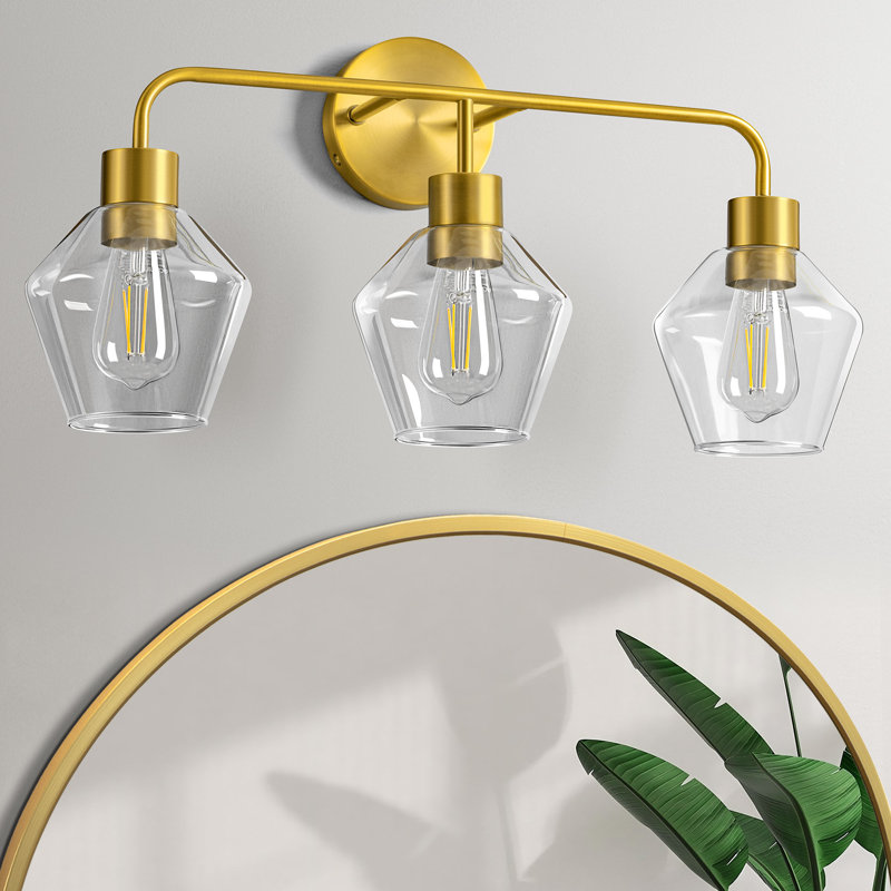 Éclairage de salle de bain à intensité variable 3 lumières, Laiton satiné