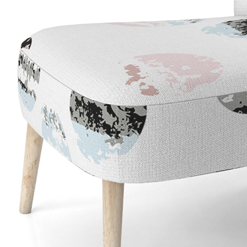 White Circle Pattern - Upholstered Patterned Accent Side Chair