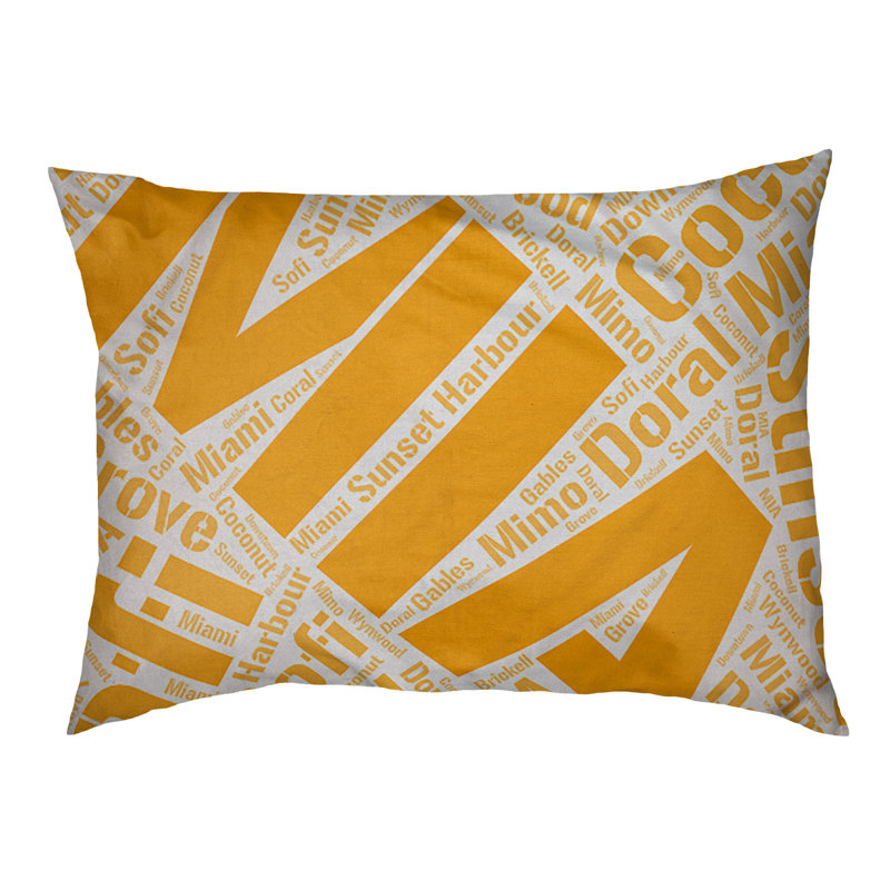 Coussin de chien « districts », Grand (l 40 po x P 30 po x H 14 po), Orange, Miami
