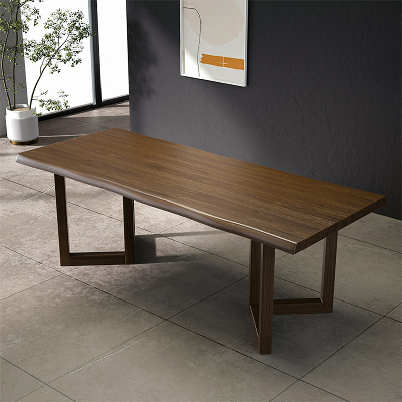 Nut-brown Free form Solid Wood Dining Table, 29.53"H x 62.99"L x 31.5"W