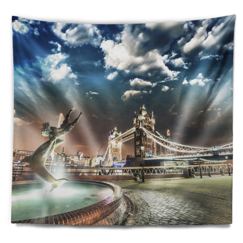 Tapisserie «Landscape Tower Bridge at Night», H 50 po x l 60 po
