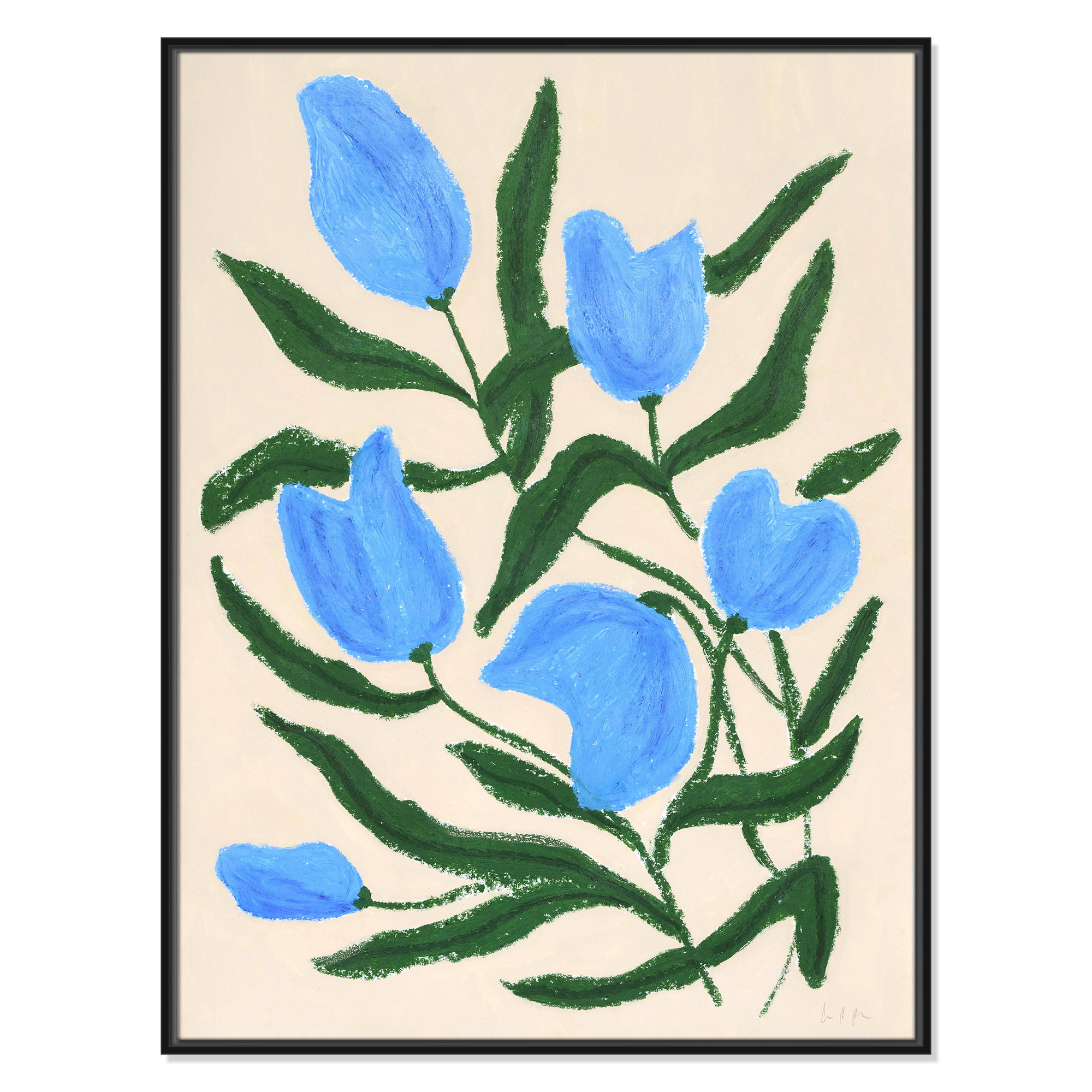 Blue Tulips Print by Camilla Bergqvist, Black, 41.5" H x 31.5" W