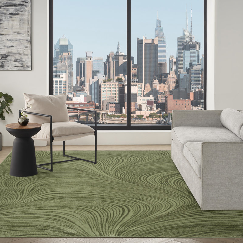 DKNY Central Park West 9' x 12' Green Modern Indoor Rug, Rectangle 9' x 12', Green