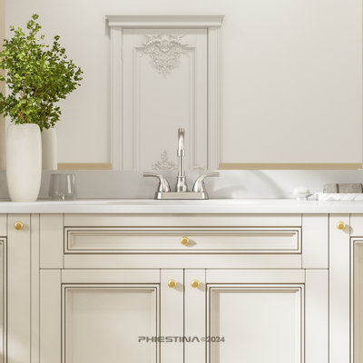 Brushed Nickel 4 Inch Centerset Bathroom Sink Faucet,2 Handles 2 Or 3 Hole Farmhouse Vintage Bathroom Faucet,With 360 Swivel Spout, Metal Pop-Up Drain And Water Supply Lines