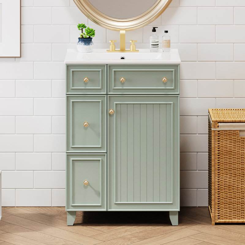 Meuble-lavabo 24 po avec lavabo en céramique, Vert