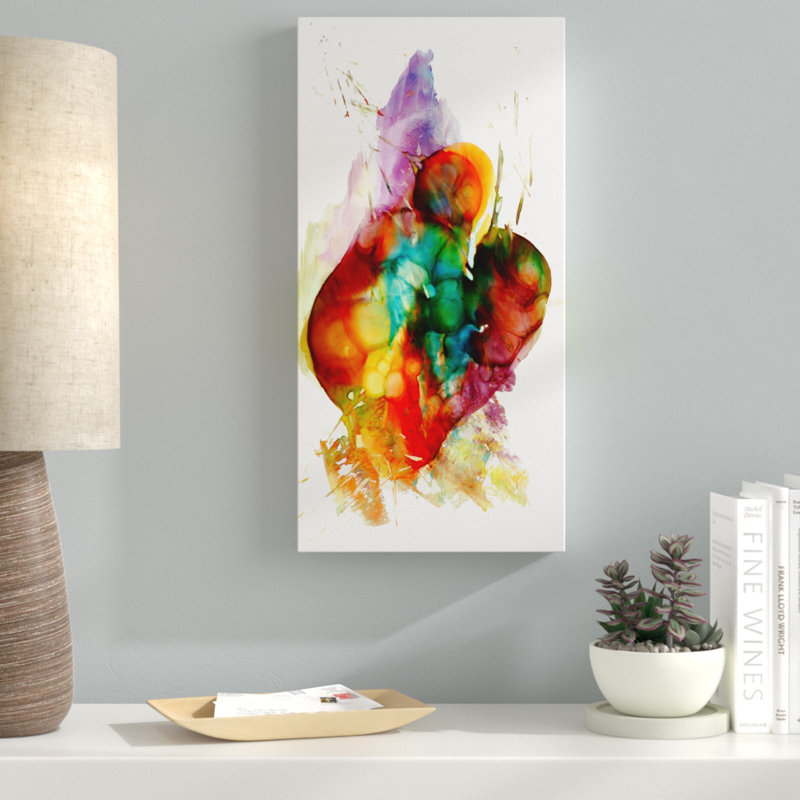 « abstract number 14 », reproduction de peinture à l’acrylique sur toile tendue, H 32 po x l 16 po x P 2 po