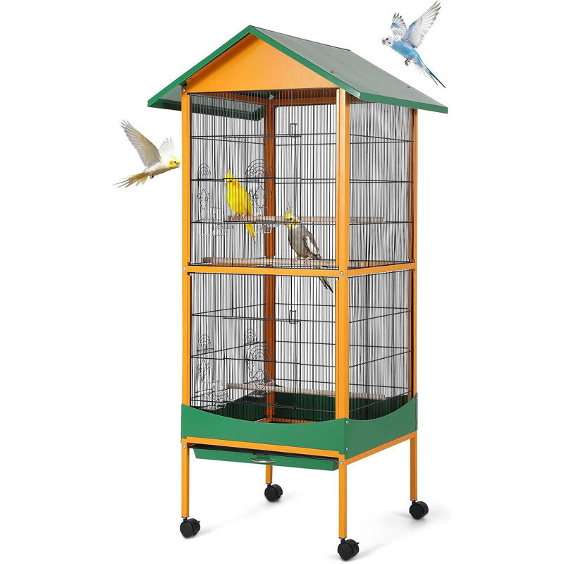 64" Extra-Wide Parrot Play Stand with Removable Tray & Perches