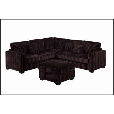 Ensemble modulaire 4 pièces avec velours côtelé géant, coussins amovibles et repose-pieds polyvalent pour un salon confortable