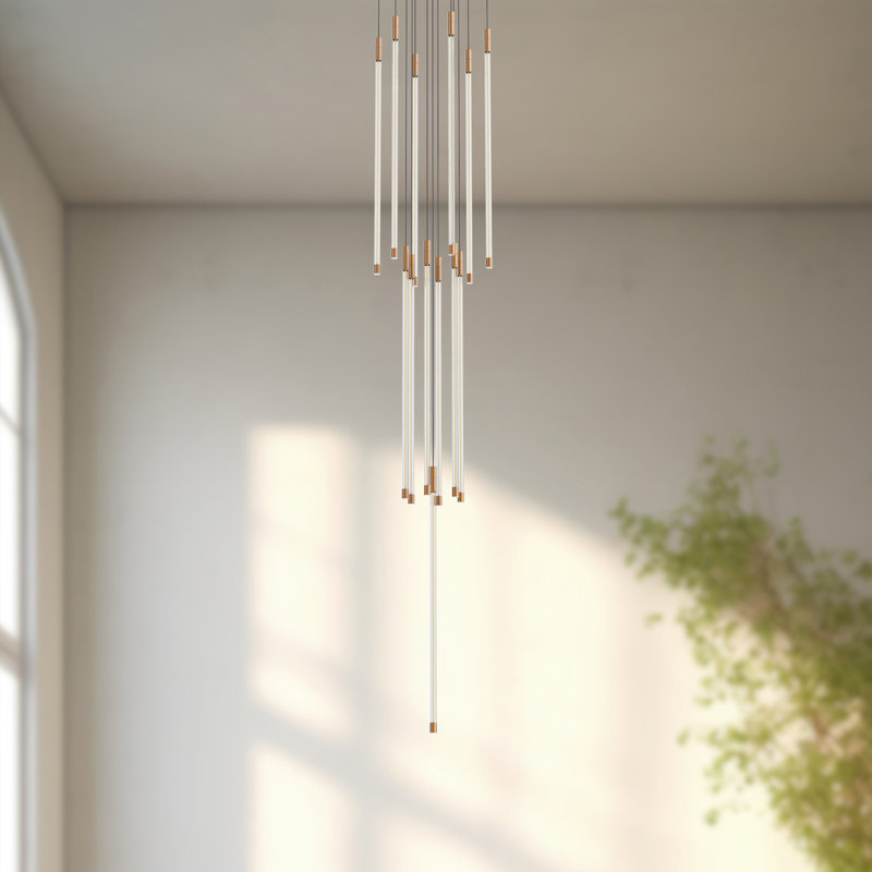 Motif 13 - Light LED Pendant, 26.75" H x 12.75" W x 12.75" D, Brushed Gold