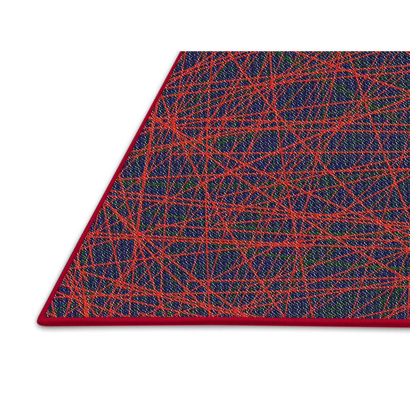 Laine tissée à la machine abstraite et polyester rouge/noir Tapis décoratif, Rectangle 6 pi x 9 pi