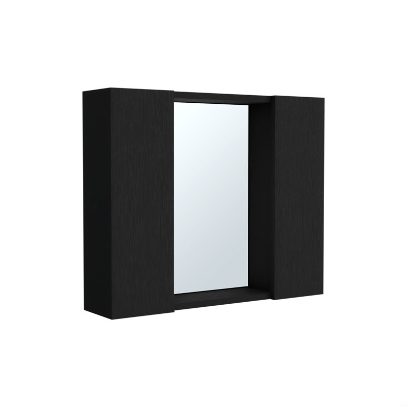 Pharmacie, double porte, miroir, une tablette extérieure, Noir