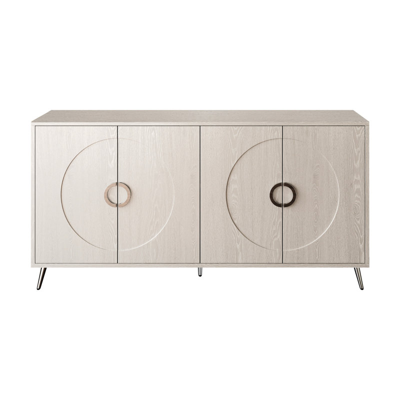 Armoire de rangement moderne en argent champagne - 4 portes, stable, pour porte de salle à manger, cuisine
