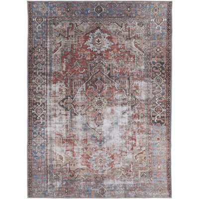 Machine Washable Area Rug in Rust