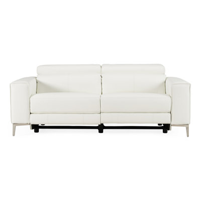 Carey - Canapé moderne en cuir blanc avec 2 fauteuils inclinables