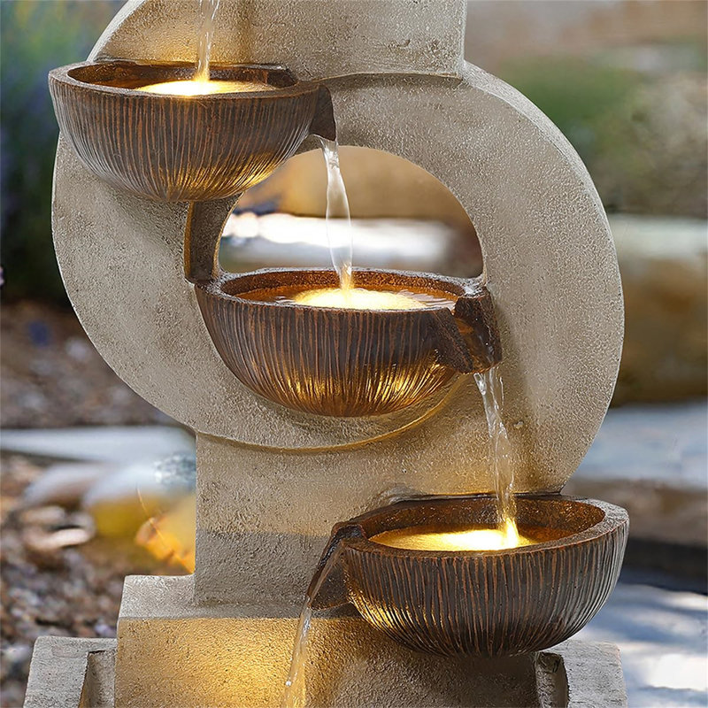 Weather Resistant Floor Fountain with Light
