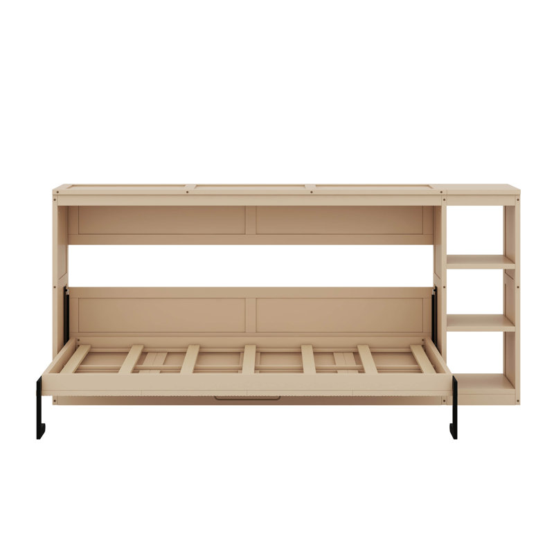 Lit escamotable simple avec bibliothèque, Naturel