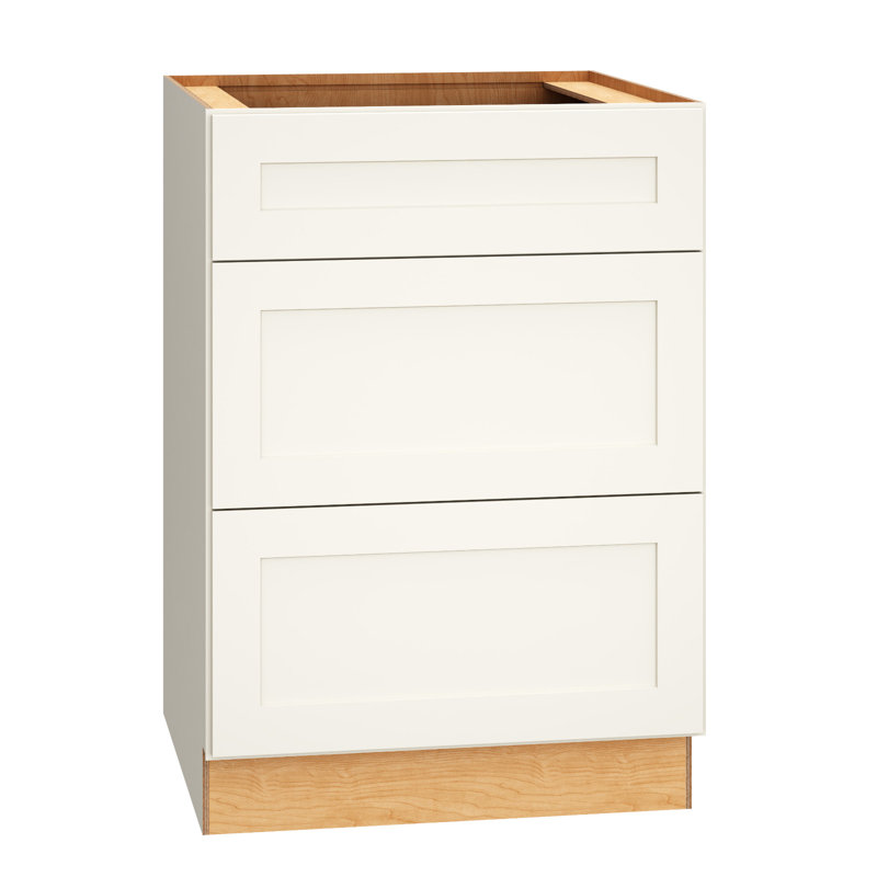 Dwelling Livingston Fully Assembled 3-Drawer Base Cabinet, White, 34.5" H x 24" W x 24" D