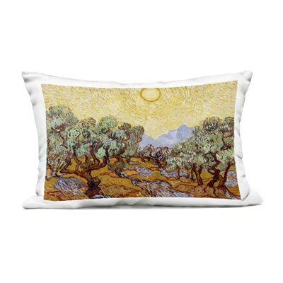 Coussin d'extérieur imprimé olive Van Gogh, par Vincent Van Gogh, 14 x 7 x 20