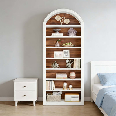 Arched Bookcase,Spacious Display Shelving Unit,Tall Bookshelf