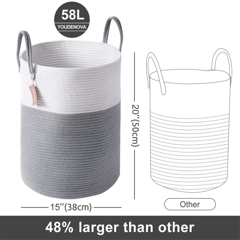 Laundry Hamper with Handles, Medium ( 20" H x 15" W x 15" D ), Gray