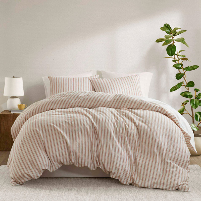 Ensemble de couette 3 pièces, Terracotta, Housse de couette très grand + 2 pièces supplém