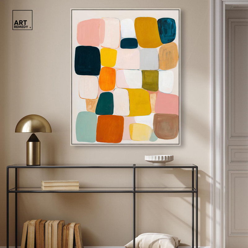 "Pixel Patchwork III", reproduction murale sur toile par Art Remedy, cadre argenté, 30 x 36, H 37 po x l 31 po, Cadre argenté
