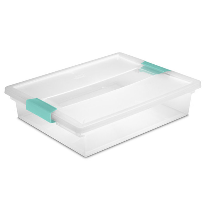 Sterilite Plastic Stackable Storage Bin w/Clear Latch Lid, 6, 5.7 quarts