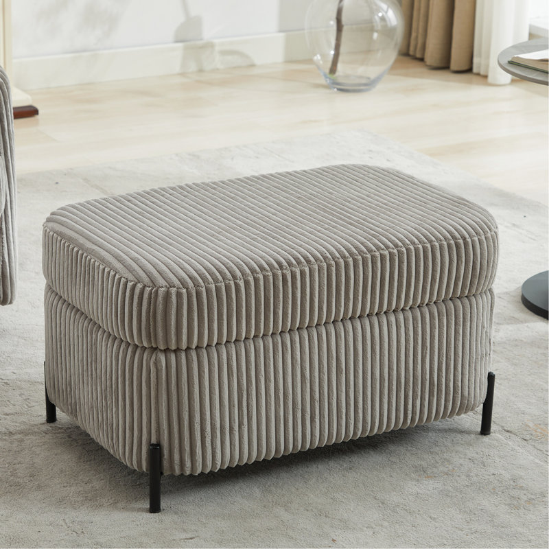 Rangement en velours côtelé gris - Espace caché pour, draps, oreillers, couvertures, magazines Option de siège confortable comme tabouret à chaussures, tabouret, tabouret de bout de lit et rangement polyvalent