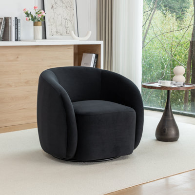 Fauteuil demi-tonneau pivotant en velours Arrun