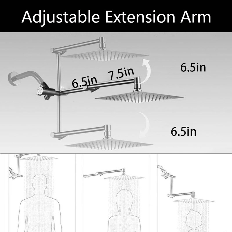 10" Metal Rain Shower Head With Handheld Spray Combo, Adjustable Extension Arm, 71 Inch Hose, Chrome