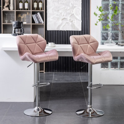 Tabourets de bar pivotants en métal Mauve
