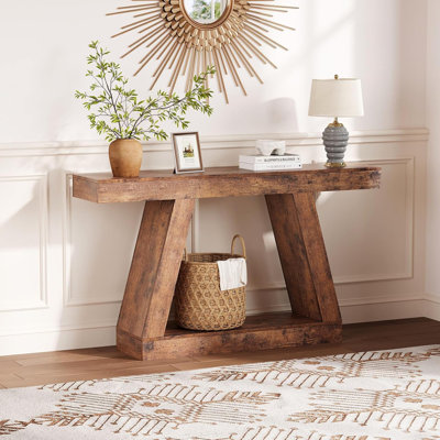 55" Narrow Console Table, 2-Tier Entryway Table for Hallway, Living Room, Foyer & Office