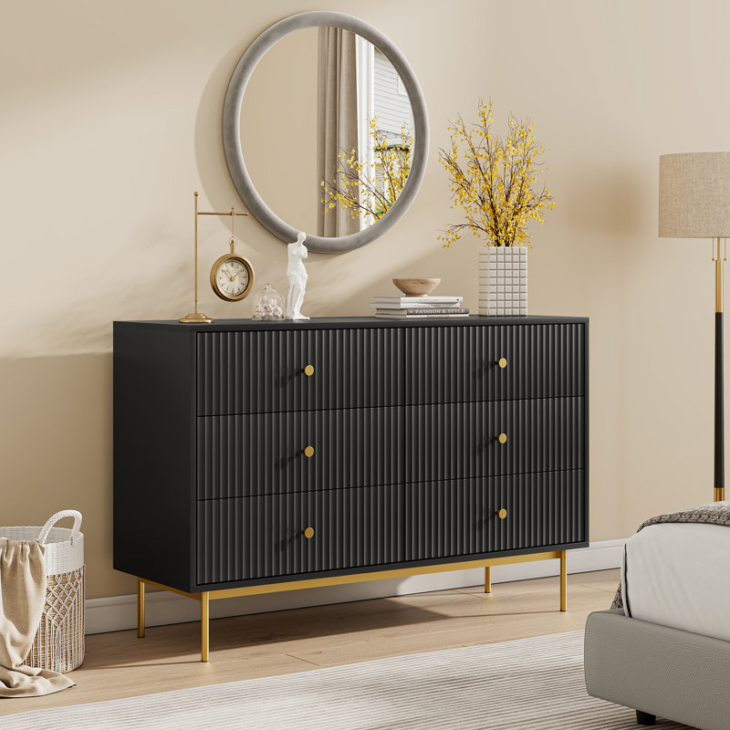 Fluted 6-Drawer Dresser For Bedroom, 47" W