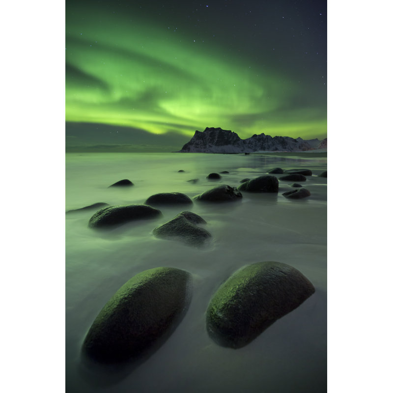 Aurora Borealis Over A Beach by Sara_winter - Wrapped Canvas Print, 76cm H x 51cm W x 3.8cm D