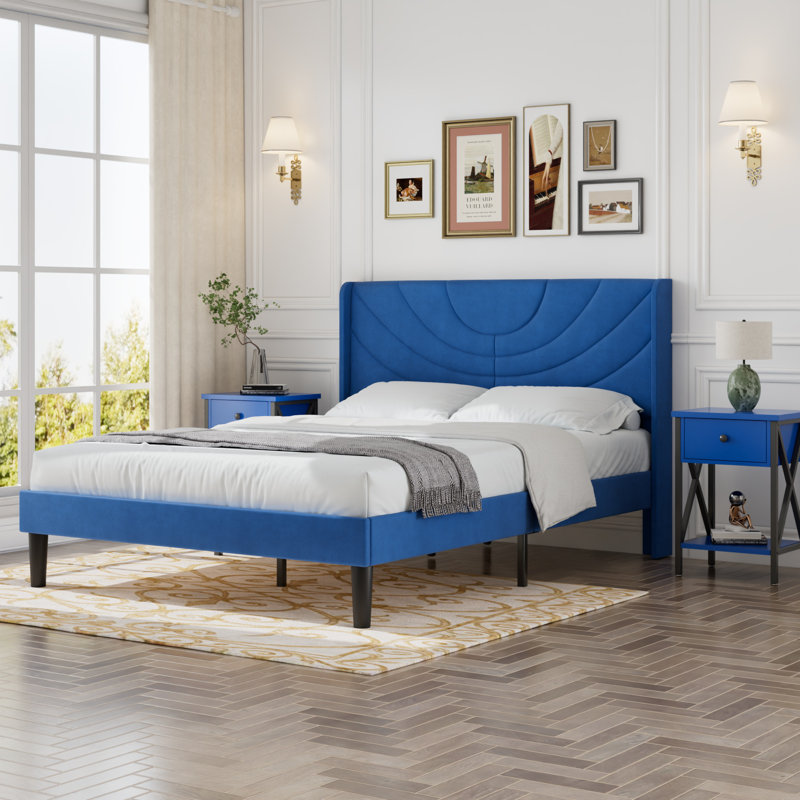 Ensemble de chambre à coucher rembourrée 3 pièces, Lit double
