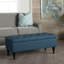  Repose-pieds avec rangement avec pieds fuselés, commode à plateau relevable rembourré, sièges d'appoint élégants et rangement caché, bleu marine