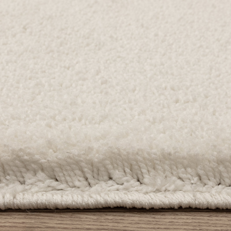 Ronalee Rectangle Shaggy Washable Area Rug, Ivory, Rectangle 67 x 130 cm